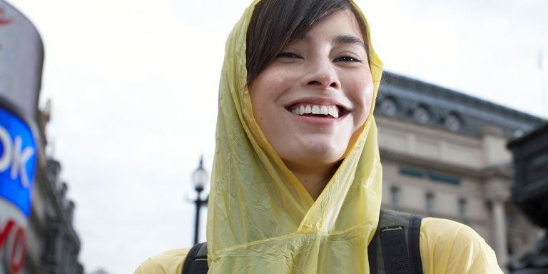 Woman in a raincoat