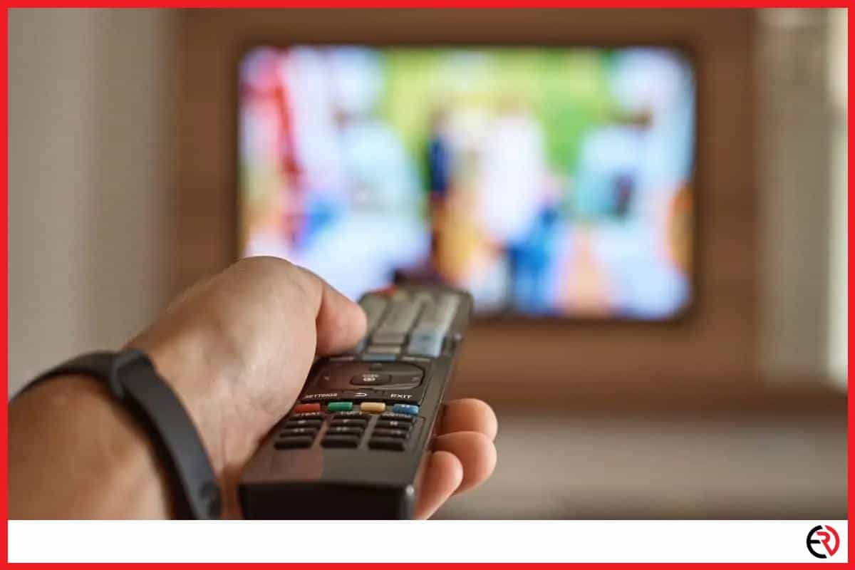 Man with remote control watching TV