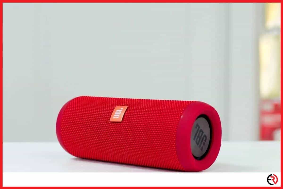 Red JBL Bluetooth speaker
