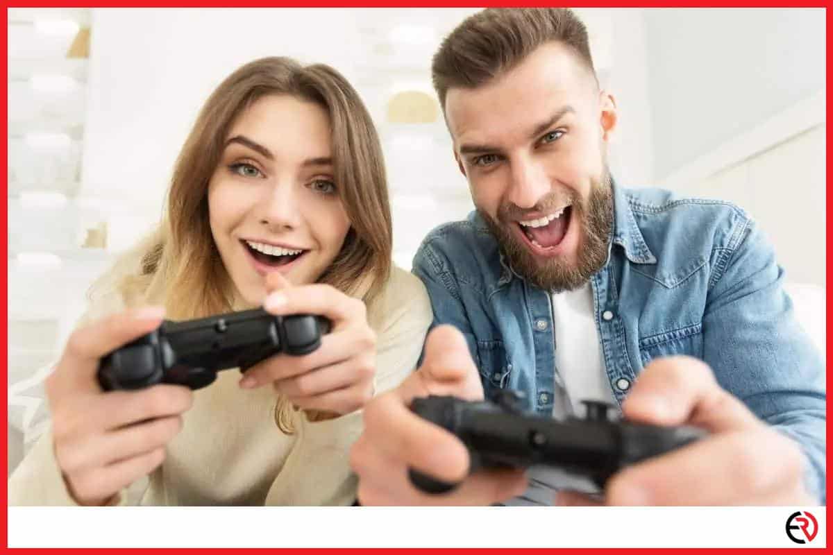 Couple playing Xbox